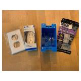 Assorted Electrical Installation Supplies with Wall Box, Outlet, Cover, and Anchors