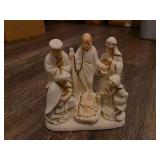Ceramic Nativity Scene Figurine with Gold Accents