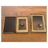 Lot of Two Decorative Picture Frames Including Double Hinged Brass Tone Frame and Ornate Molded Single Frame