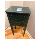Dark Green Painted Wooden Accent Table with Nine Small Drawers