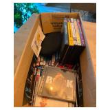 Large Assorted Lot of DVDs and Music CDs in Storage Box