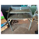 Industrial Metal and Wood Standing Desk with Lower Shelf