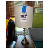 Table Lamp with Faceted Glass Accent Stem and Drum Shade