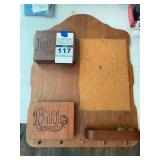 Wooden Wall Organizer with Letters and Bills Pockets, Corkboard, and Key Hooks