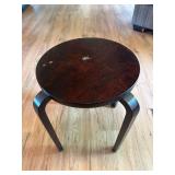 Artek Style L-Leg Bentwood Stool, Dark Walnut Finish