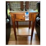 Wooden End Table with Single Drawer and Lower Shelf