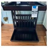 Dark Wood Accent Table with Integrated Storage and Bottom Tray