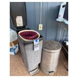Lot of Two Step-On Trash Cans Including Rectangular and Cylindrical Models