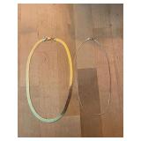 Lot of Two Herringbone Link Necklaces in Gold Tone and Silver Tone Finishes