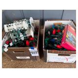 Two Boxes of Multi-Color Holiday String Lights with Storage Racks