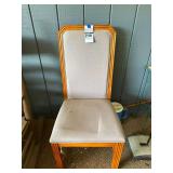 Upholstered Wood Dining Chair with High Back and Patterned Fabric