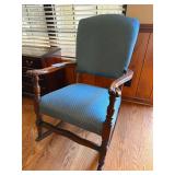 Blue Cushioned Wooden Rocking Chair
