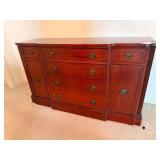 Vintage Solid Wood Dresser w/ Brass Handles