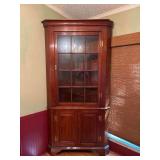 Henkel Harris Solid Wild Cherry Federal Style Corner Cabinet - MEASUREMENTS:  H: 83.25 in x W: 43.00 in x D: 21.75 in