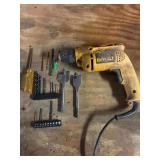 DeWalt 3/8-inch VSR (Variable Speed Reversing) Corded Electric Drill and Assorted Bits