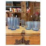 Vintage Blue Glasses - 5 Tall Coolers, 1 Highball and 6 Tumblers