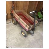Red Wagon with Wood Sides and Tuff Tires