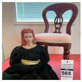 Vintage Doll and Doll Chair