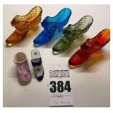 Vintage Fenton Hobnail Cat's Head Glass Shoes