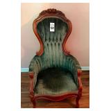 VTG 'His' CARLTON McLendon Furniture Co. Mahogany Victorian High Back Parlor Chair