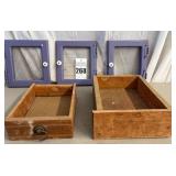 VTG Wooden Drawers and 3 Framed Wire Mesh Cabinet Doors