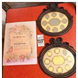 Ornate Oval Wooden Picture Frames and VTG Marriage Certificate