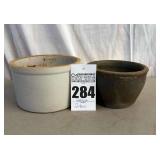 VTG White Stoneware Glazed Low Crock and Planter or Bowl