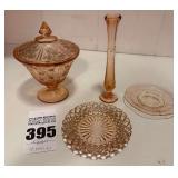 Pink/Peachy Glass - Possibly Depression Glass