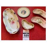 Vintage Bone Dishes, Portrait Plate, Floral Bowl/Tray
