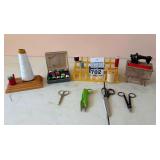 Clauss Professional Shears, Ornate Handle Sewing Scissors, VTG Pin Cushion and Misc. Sewing Items