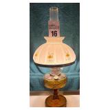 Aladdin Washington Drape Amber Glass Converted Oil Lamp