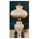 VTG HEDCO Quilted Milk Glass 3 Way Parlor Lamp