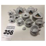 Miniature Christmas Tea Sets - Two Different Scenes