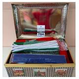 Seasonal Themed Fabric Squares, No-Sew Fabric Applique Kits, and Collectible Tin