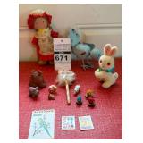 VTG Knickbocker Holly Hobbie 'Carrie' Doll and Other Toy Box Items