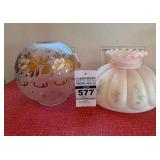 Antique Glass Hurricane Lamp Shade and Frosted Painted Globe
