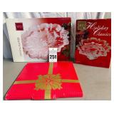 MIKASA Crystal Platter and Bowl plus a Round Holiday Glass Tray