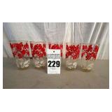 VTG Red Clover Drinking Glasses (5 total)