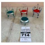 Miniature Aluminum Beer Can Rocking Chair, Chairs, and Table with Velvet Seats