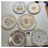 Vintage Plates and Platters with Bird and Floral Motifs