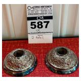 Pair of Round Silver-Plated Candlestick Holders