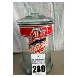 VTG Bob's Peppermint Candies Countertop Glass Candy Jar