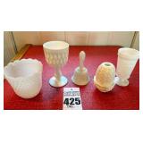 Vintage Milk Glass in Hobnail and Grapevine Patterns