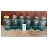 Large Aqua Blue Ball Perfect Mason Jars with Zinc Tops