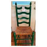 Green Ladderback Chair with Rush Seat