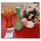 Carnival Glass Vase, Bud Vase, Arrangement in Tea Pot