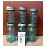 Small Aqua Blue Perfect Mason Jars with Zinc Tops