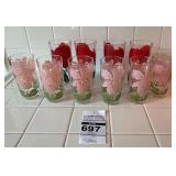 VTG Federal Floral Drinking Glasses