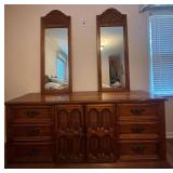 VTG American Drew Triple Drawer Dresser with Mirrors