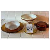 VTG Federal Eagle Pyrex Bowl, Anchor Hocking Baking Dishes including a Fire King Scalloped Dish